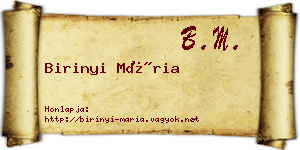 Birinyi Mária névjegykártya