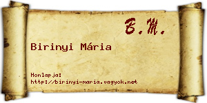 Birinyi Mária névjegykártya
